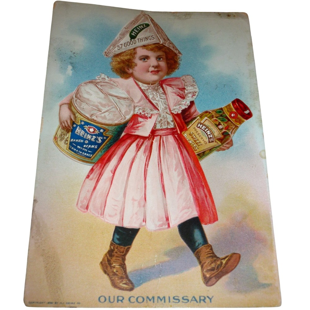 Vintage 1899 Heinz 57 Varieties Our Commissary‎ Trade Card Advertising Antique